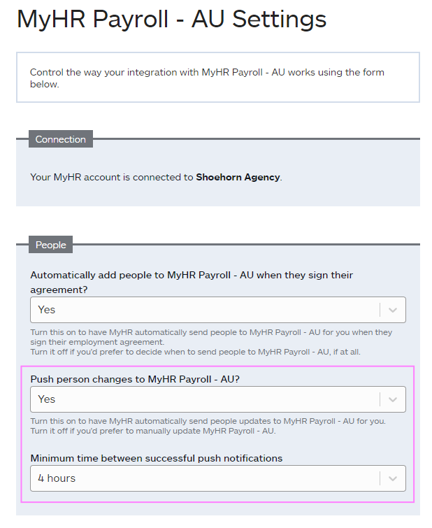MyHR Payroll (AU) + MyHR integration